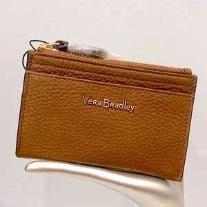 Vera Bradley Slim Coin Purse Cognac Genuine Leather